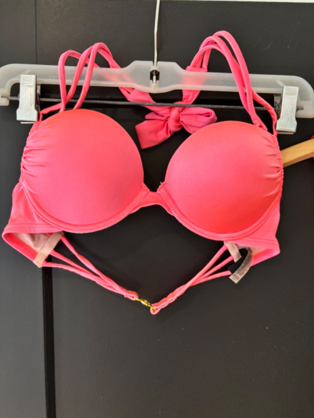 Victoria’s Secret Coral Pink Push Up Bikini Set 34A TOP Medium BOTTOM - Picture 2 of 14